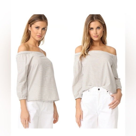 Madewell Tops - Madewell 100% Cotton Off-Shoulder Striped Top Size M